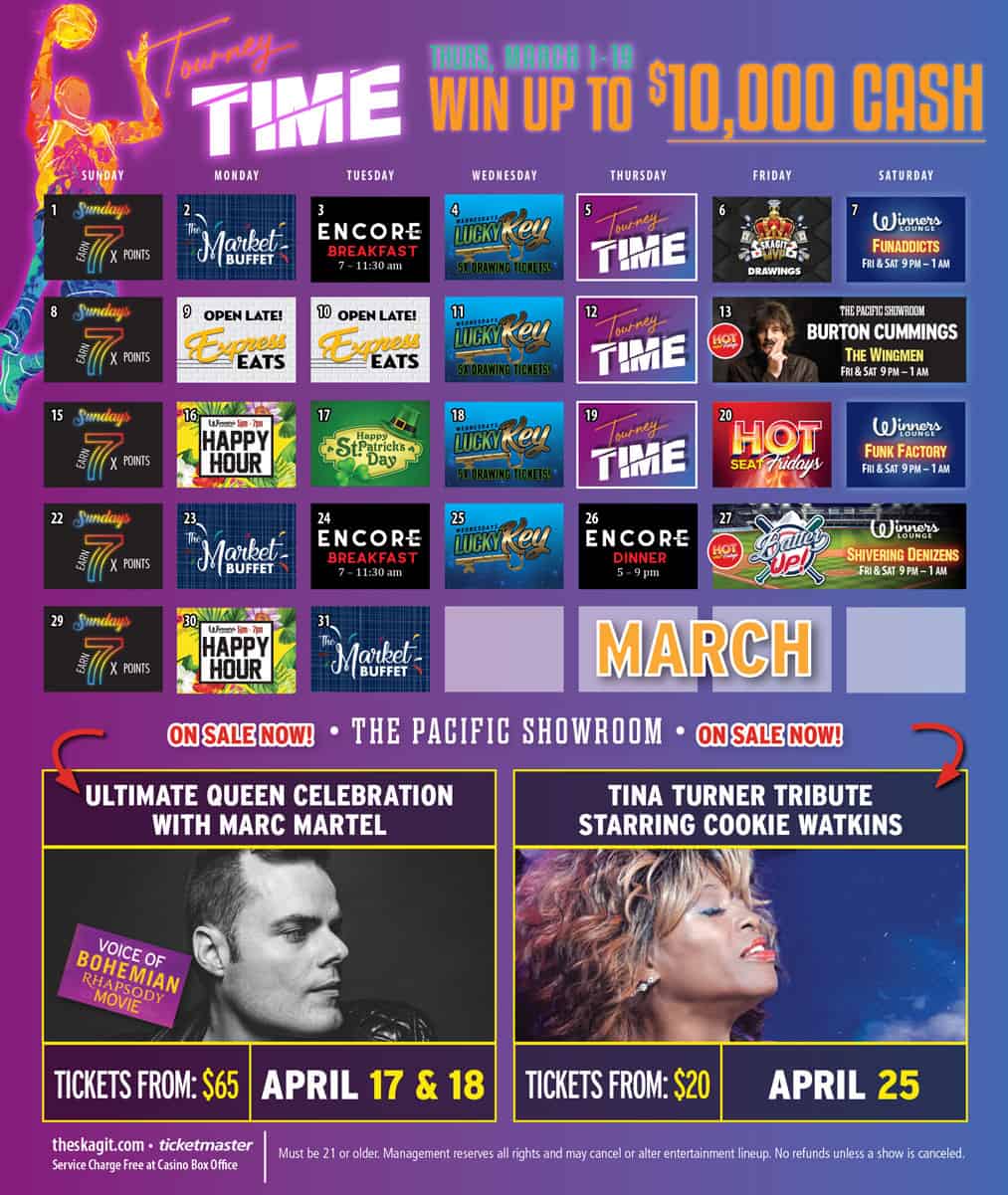 Resort Calendar The Skagit Resort Casino