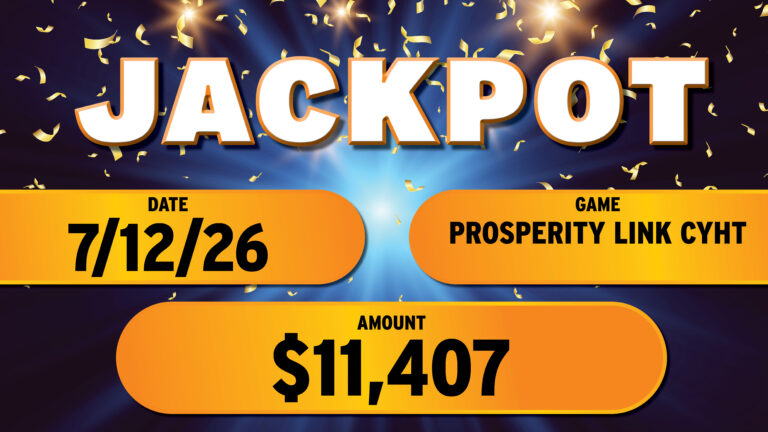 The jackpot board on the casino floor at The Skagit, July 9 – 15, 2026. The board shows the game name and the amount won.