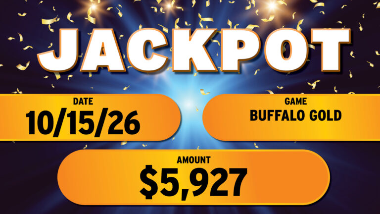 The jackpot board on the casino floor at The Skagit, October 15 – October 21. The board shows the game name and the amount won.